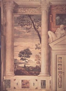 Landscape, detail of the frescoes in the Olympic Room, 1560-62